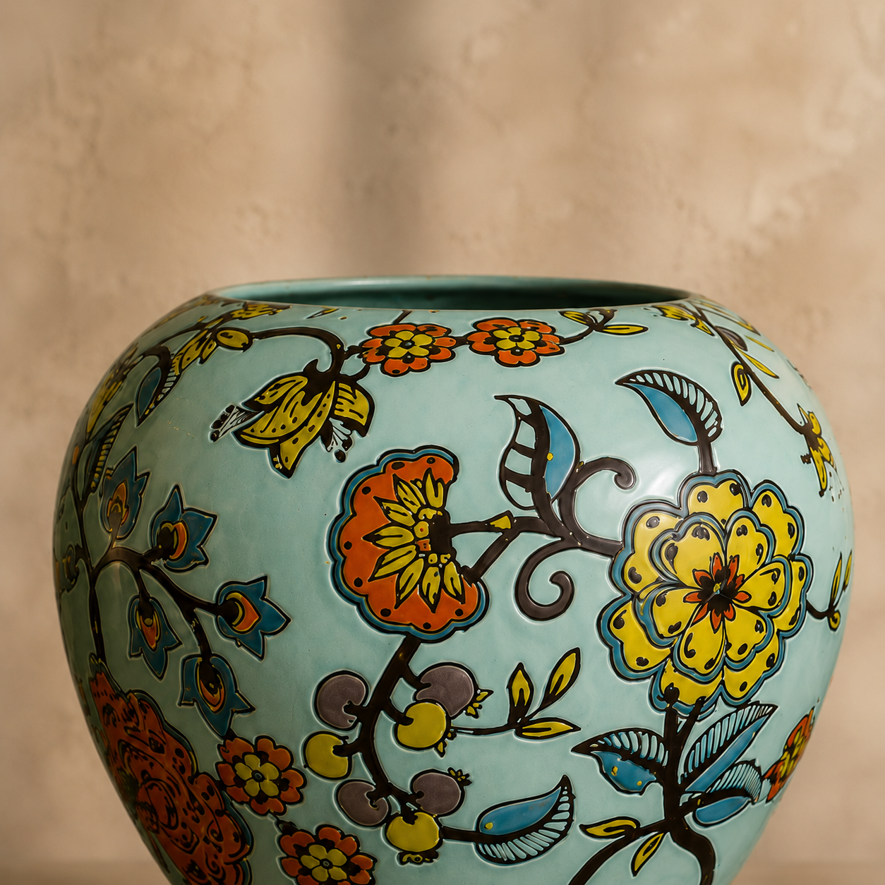 Blue Garden Hand-Painted Ceramic Pod Vase