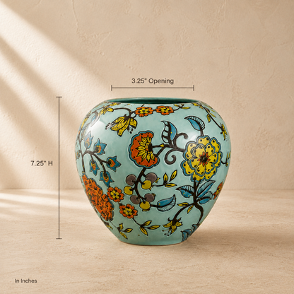 Blue Garden Hand-Painted Ceramic Pod Vase