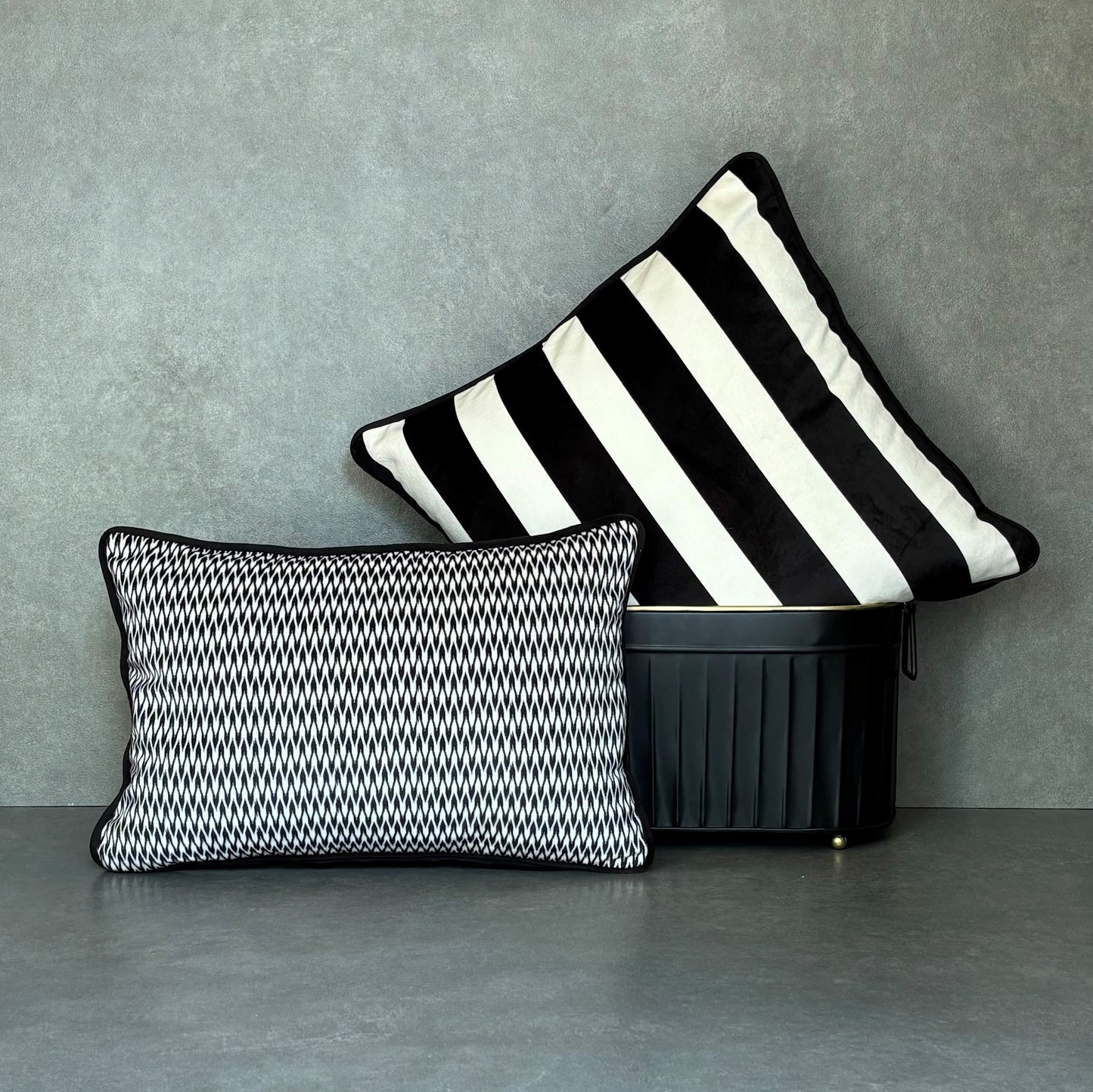 Black And White Velvet Cushion Cover 12 x 18