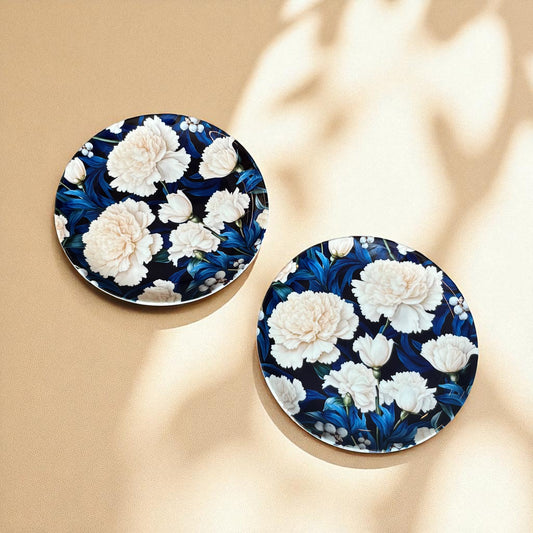 White Peony Ceramic Wall Plate