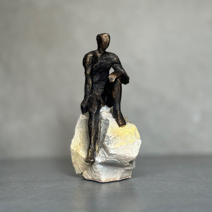 Sitting Bronze Man Sculpture