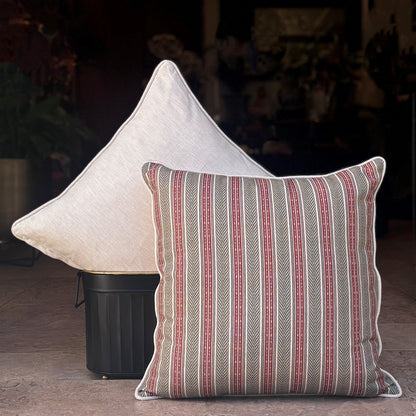 Beige Stripe linen Cushion Cover 18 x 18