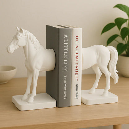 Sculpted White Horse Bookend