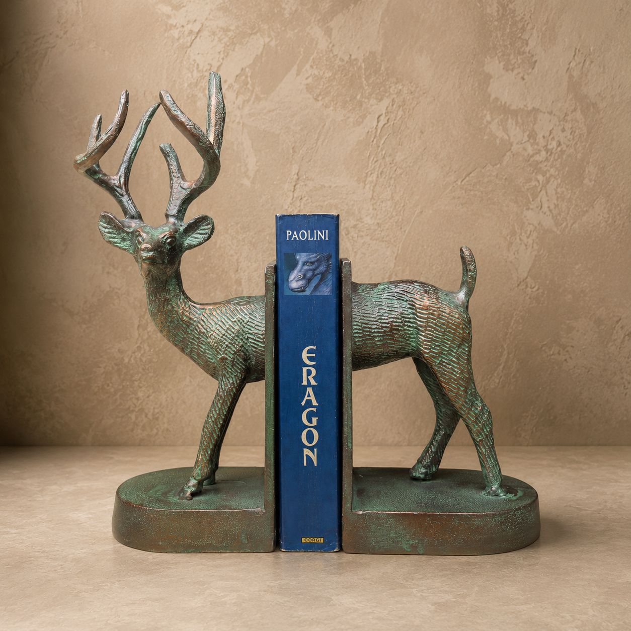 Antique Patina Deer Bookends