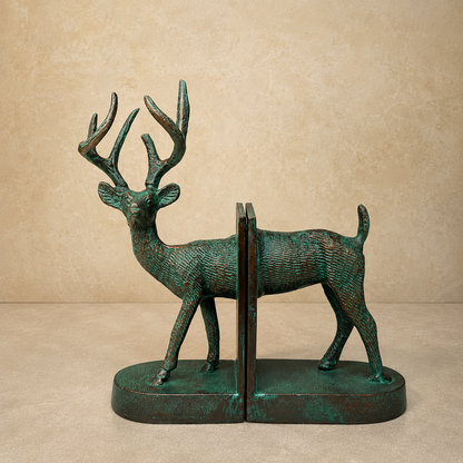 Antique Patina Deer Bookends
