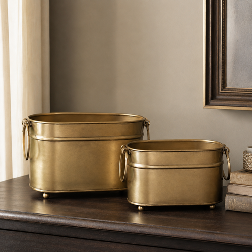 Vintage Brass Rectangular Planter