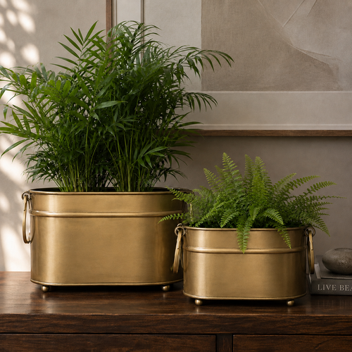 Vintage Brass Rectangular Planter