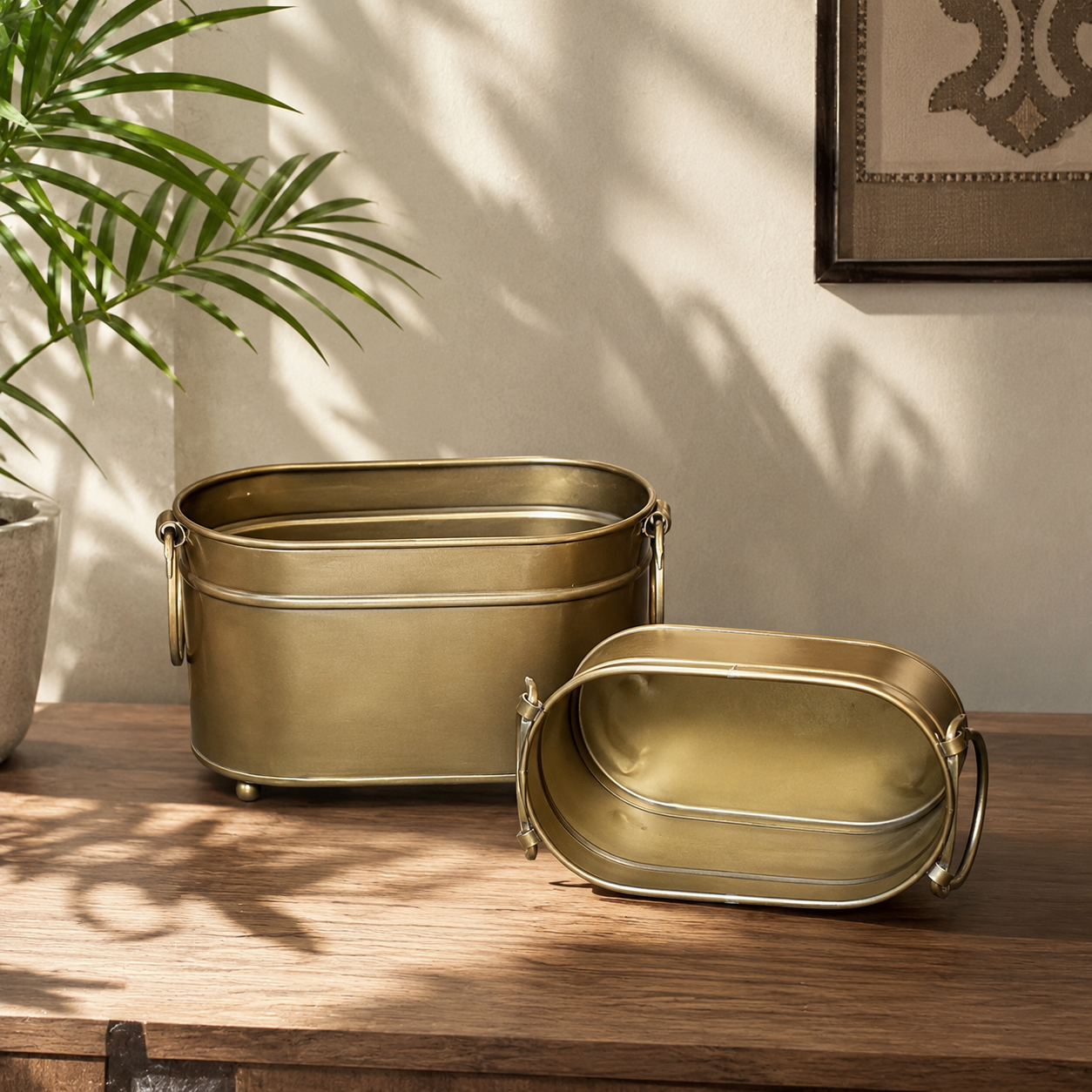 Vintage Brass Rectangular Planter