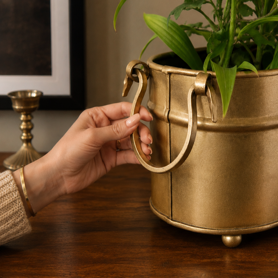 Vintage Brass Rectangular Planter