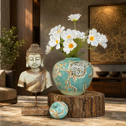 Heritage Bloom Ceramic Ginger Jar
