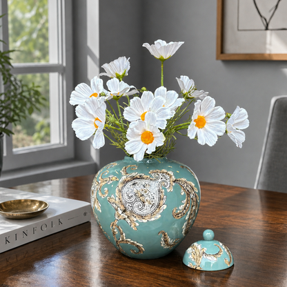 Heritage Bloom Ceramic Ginger Jar