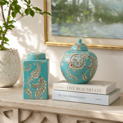 Heritage Bloom Ceramic Ginger Jar
