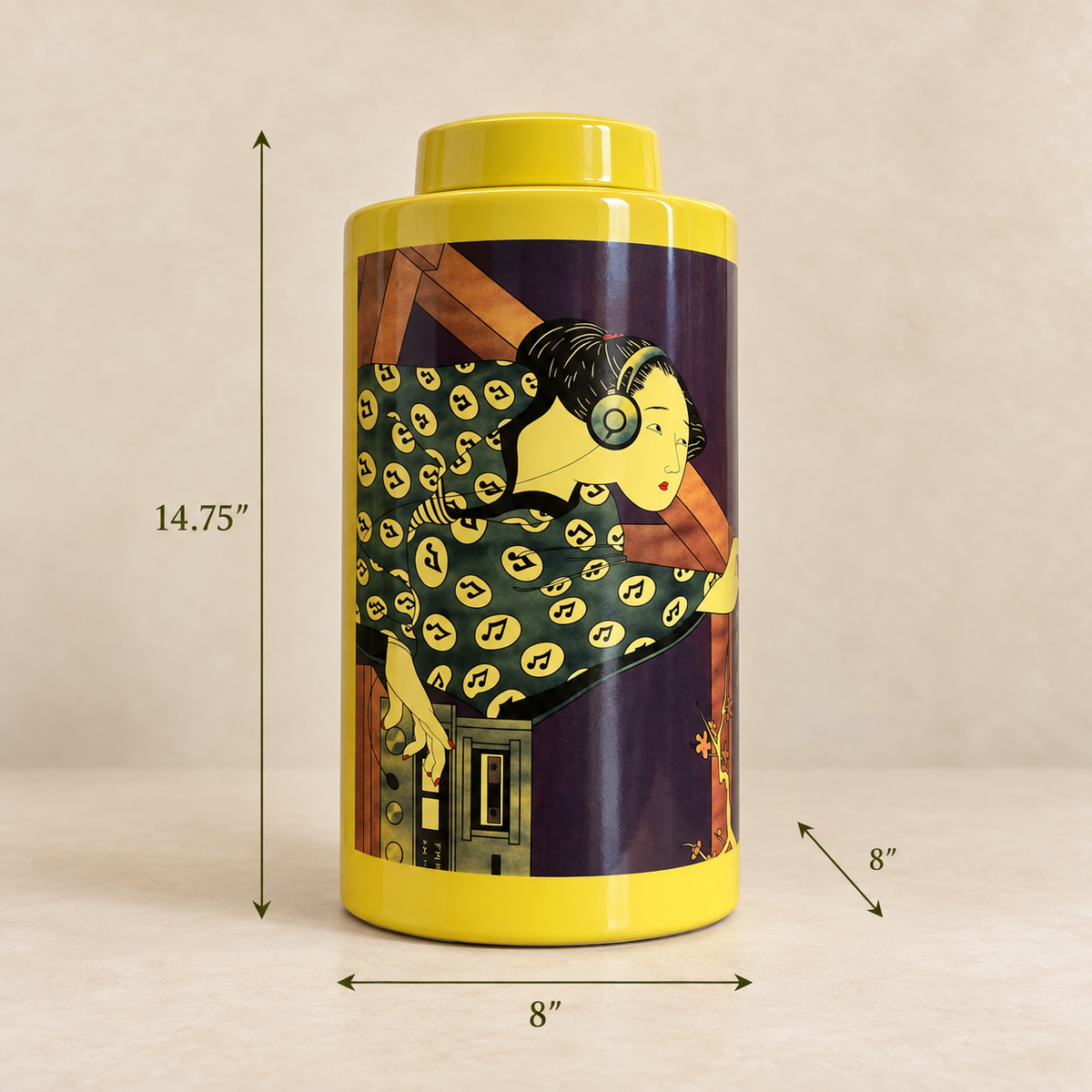 Kimono Ceramic Decorative Ginger Jar