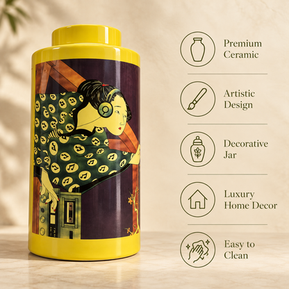 Kimono Ceramic Decorative Ginger Jar