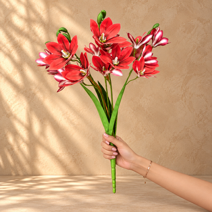 Artificial Flower Red Orchid Bunch