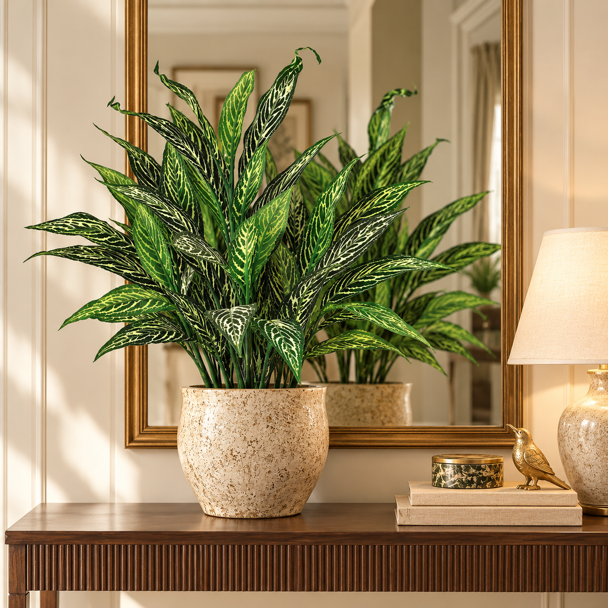 Artificial Green And White Leaf Bunch