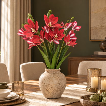 Artificial Flower Red Orchid Bunch
