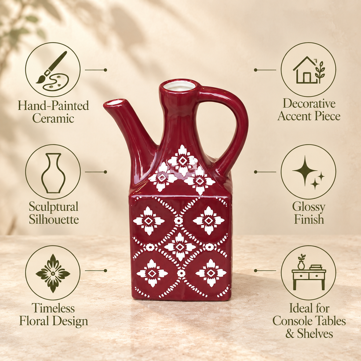 Handpainted Ceramic Decorative Pitcher
