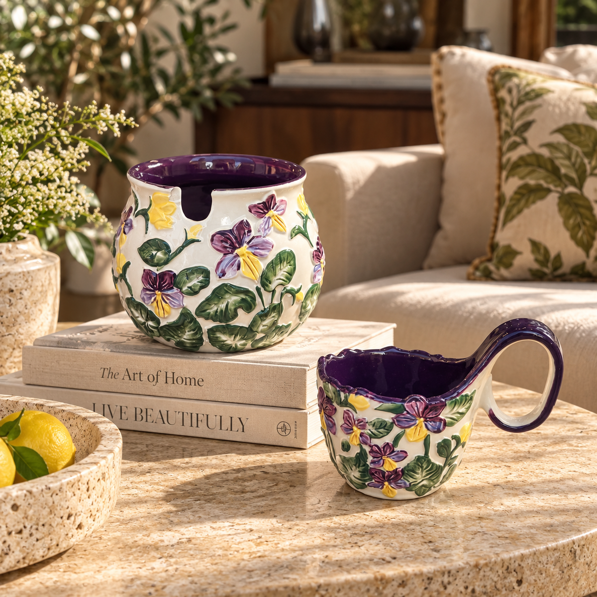 Decorative Ceramic Bowl With Handle