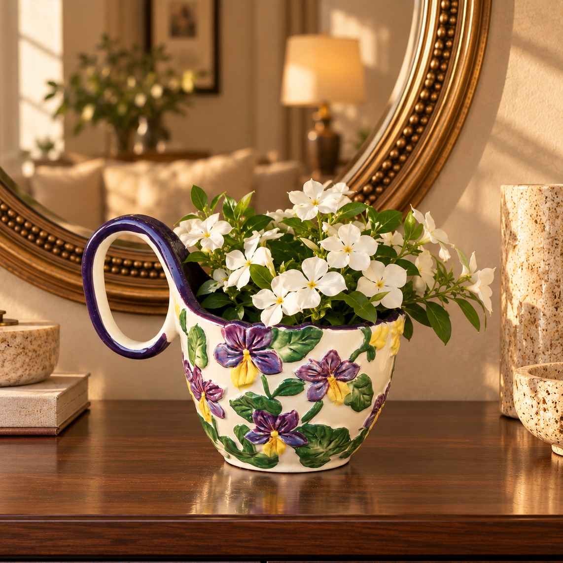Decorative Ceramic Bowl With Handle