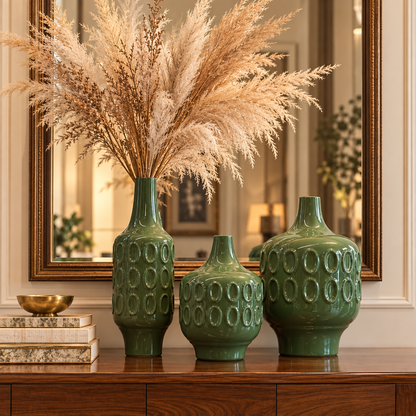 Sage Green Bottle Ceramic Vase
