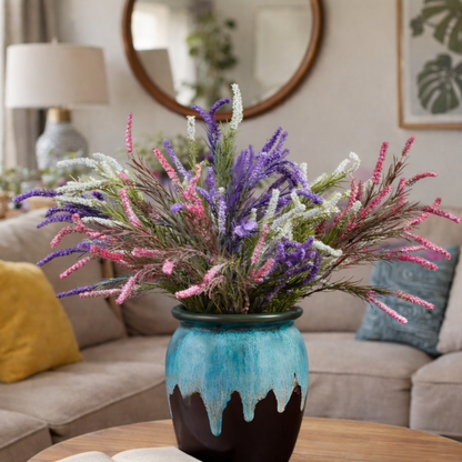 Artificial Wild Rush Stem Lavender - Set of 2