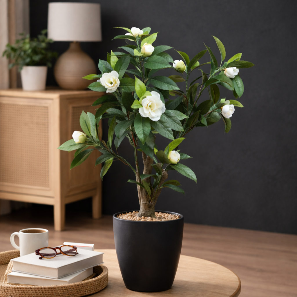 Artificial Camelia Plant With Ceramic Pot