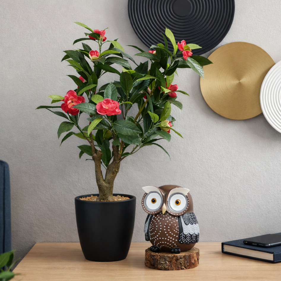 Artificial Camelia Plant With Ceramic Pot