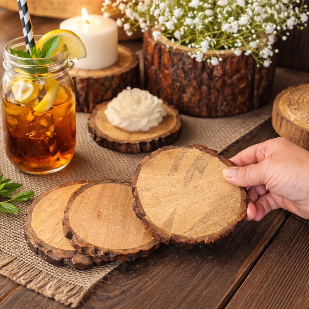 Wooden Slice Coasters - Set Of 4