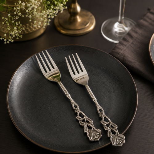 Antique Rose Table Forks - Set Of 2