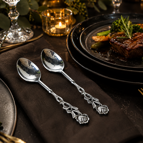 Antique Rose Table Spoons - Set Of 2