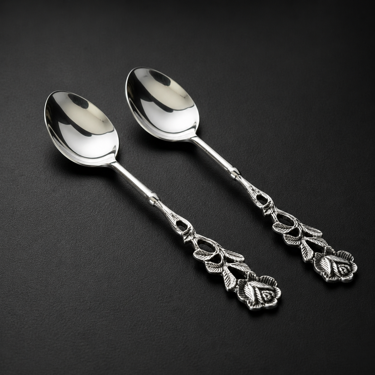 Antique Rose Table Spoons - Set Of 2