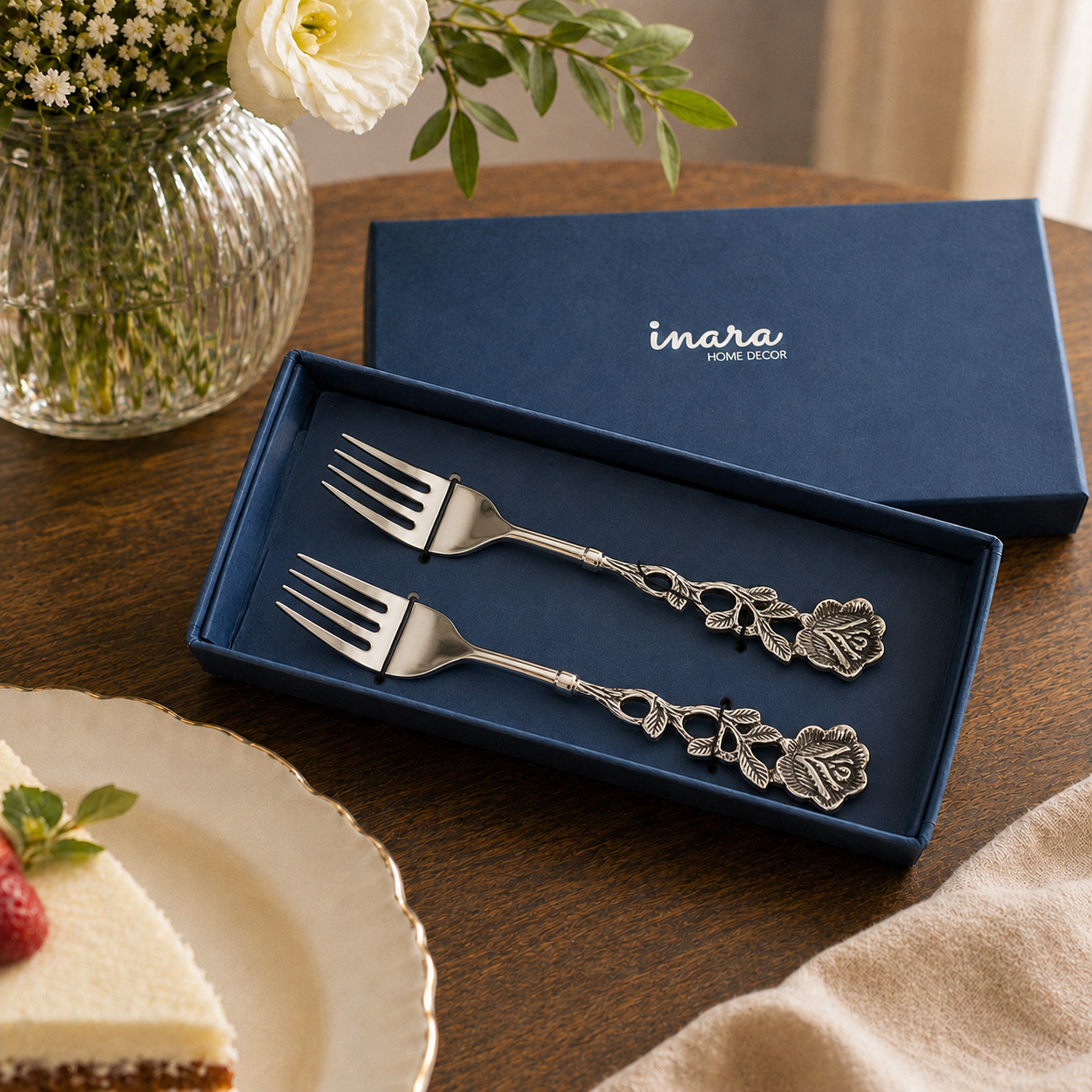 Antique Rose Table Forks - Set Of 2