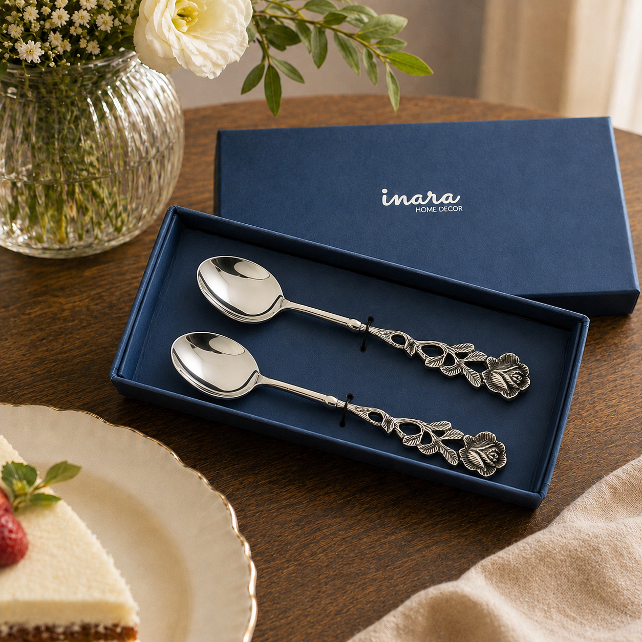 Antique Rose Table Spoons - Set Of 2