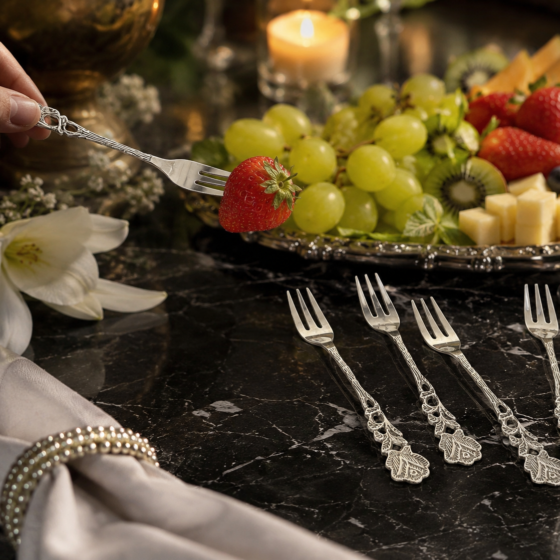 Rose Fruit Forks - Set of 6