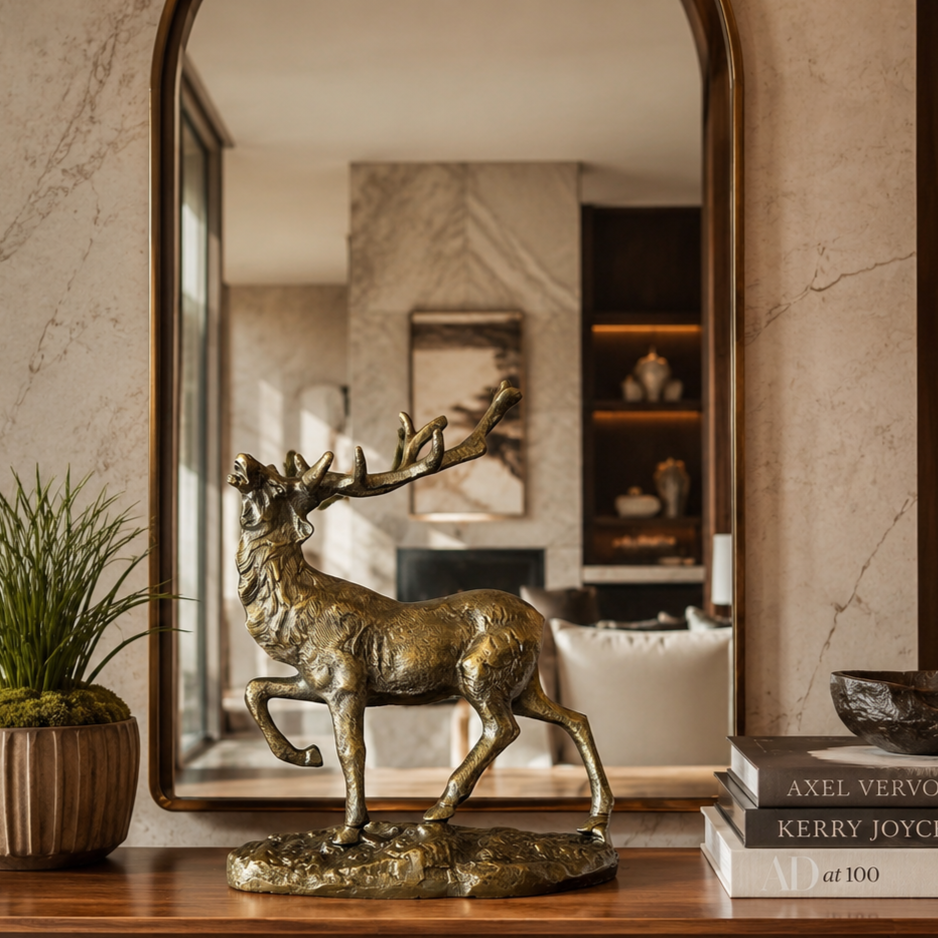 Royal Stag Brass Sculpture