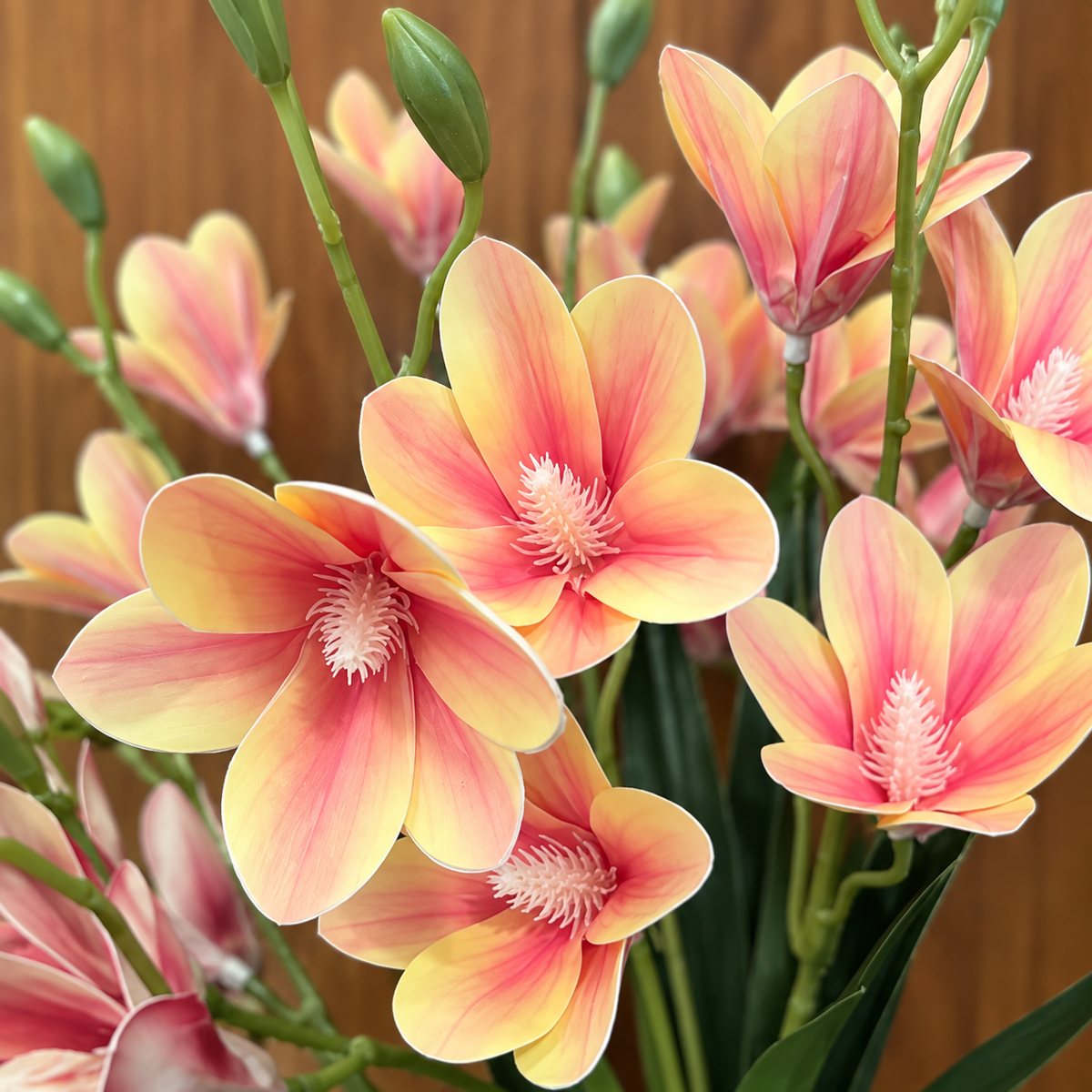 Artificial Flower Peach Orchid Bunch