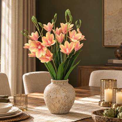 Artificial Flower Peach Orchid Bunch
