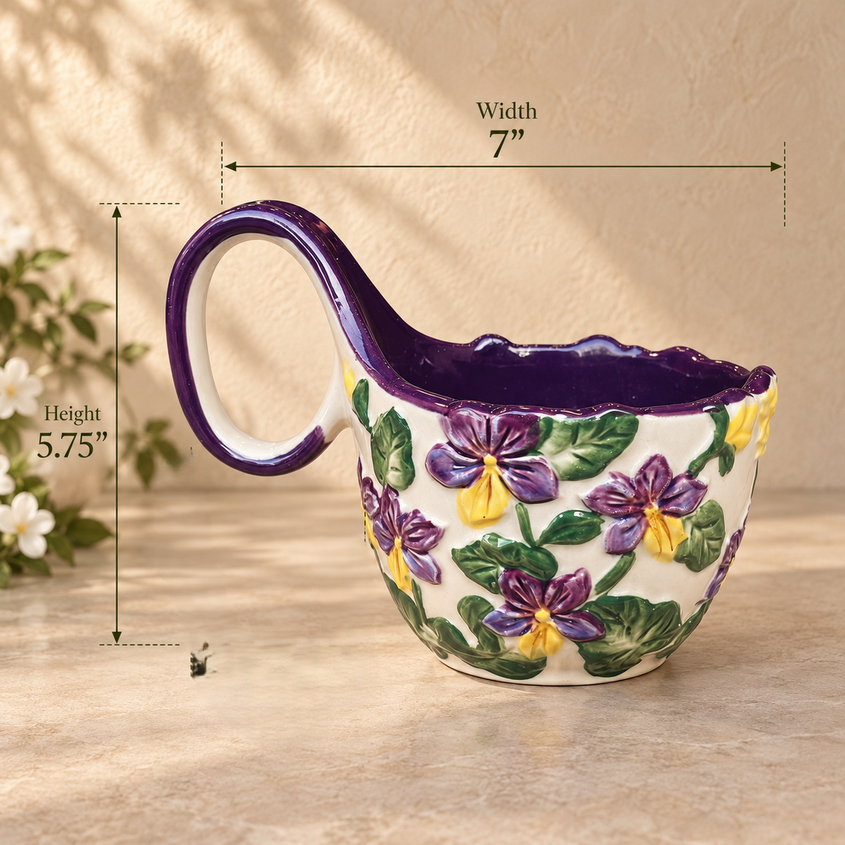 Decorative Ceramic Bowl With Handle