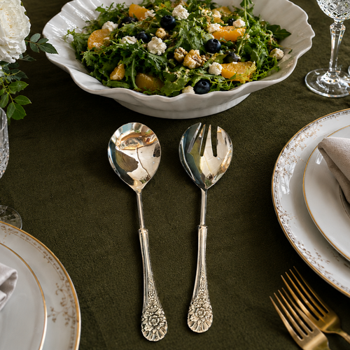 Antique Silver Serving Spoon & Fork Set