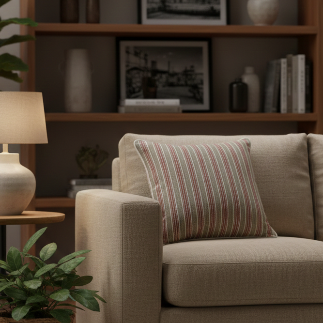 Beige Stripe linen Cushion Cover 18 x 18