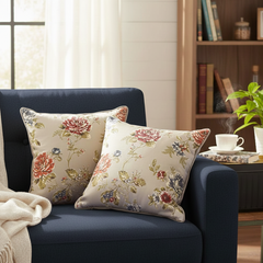 Grey Rose Embroidery Cushion Cover