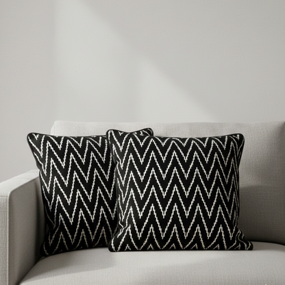 Black And White Velvet Cushion Cover 16 x 16