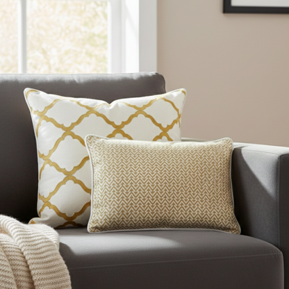 Yellow Zig Zag Linen Cushion Cover 12 x 18