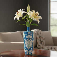 Azure Ikat Hand-Painted Ceramic Vase