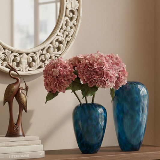 Deep Blue Handblown Glass Vase