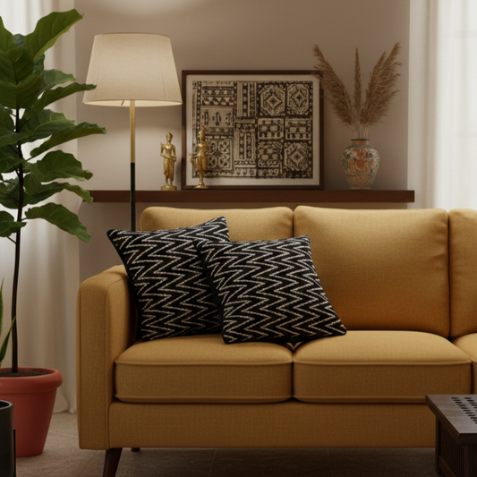 Black And White Velvet Cushion Cover 16 x 16