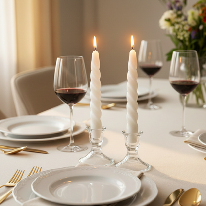 White Vanilla Twisted Taper Soy Candle 7inch - Set Of 2