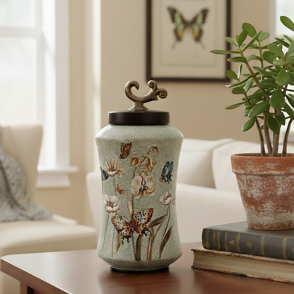 Decorative Butterfly Jar With Lid