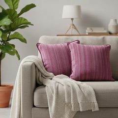 Magenta Zig Zag  Velvet Cushion Cover 16 x 16